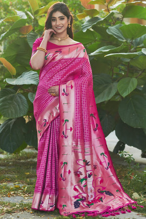 Fuschia Pink Paithani Saree