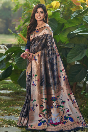 Navy Blue Paithani Saree