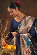 blue saree, paithani silk saree images