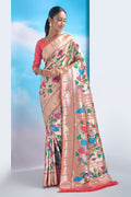 peach paithani saree