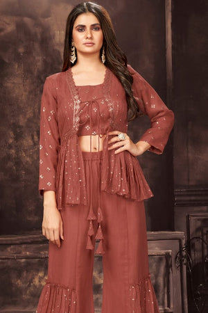 Chestnut Brown Palazzo Suit