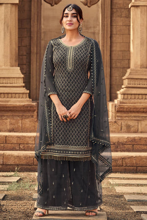 Dark Gray Palazzo Suit