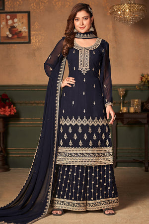 Dark Midnight Blue Palazzo Suit