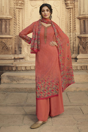 Dark Peach Palazzo Suit