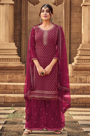 Dark Pink Palazzo Suit