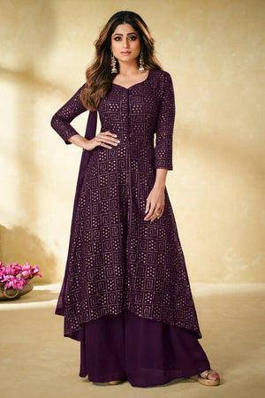 Dark Purple Palazzo Suit