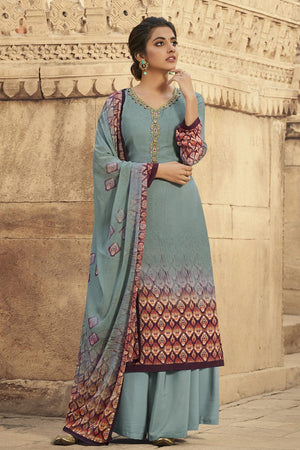 Florentine Blue Palazzo Suit