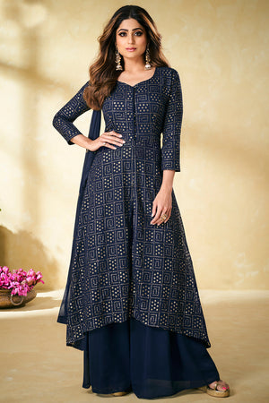 Navy Blue Palazzo Suit