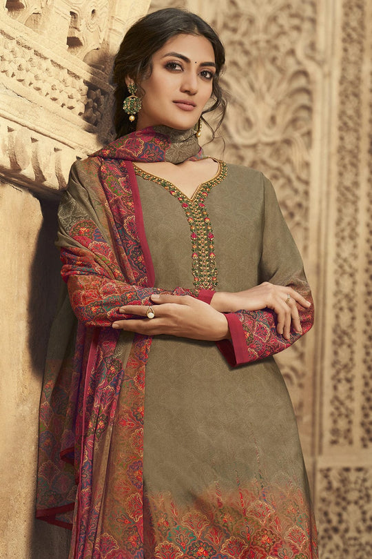 olive green palazzo suit