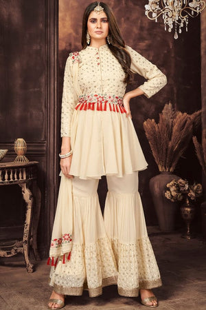 Pearl White Palazzo Suit