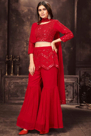 Red Palazzo Suit