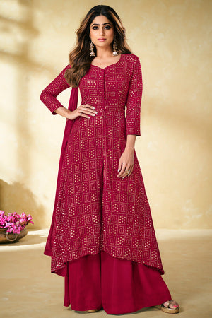 Ruby Pink Palazzo Suit
