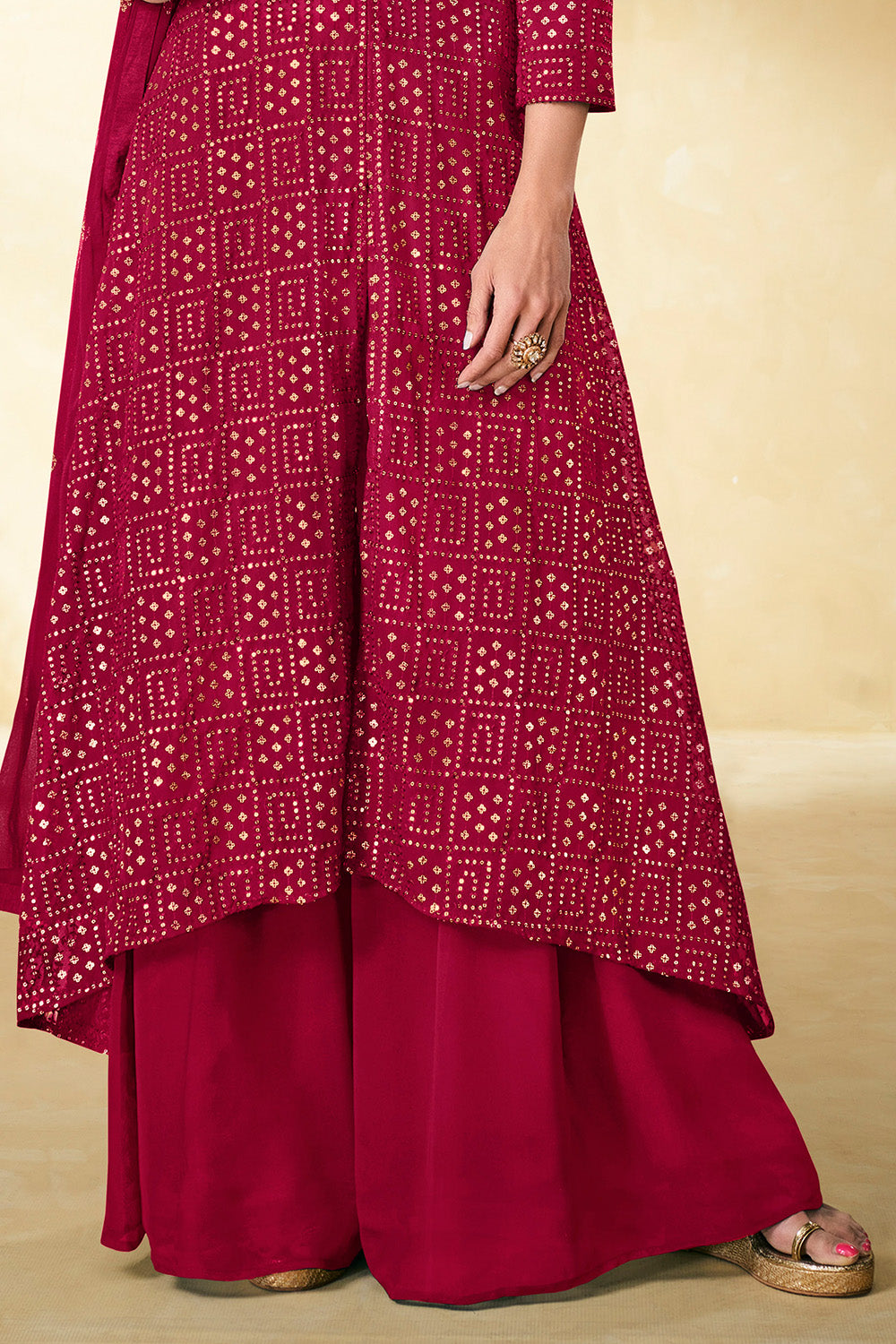 Buy Rosalie Ruby Red Straight Pants by THE AUGUST CO at Ogaan Market Online  Shopping Site