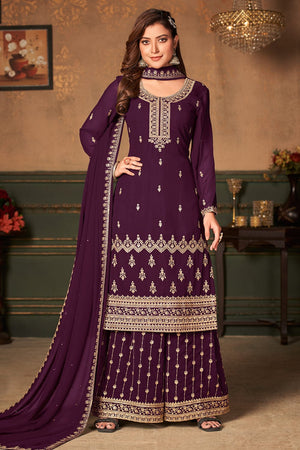 Sangria Purple Palazzo Suit