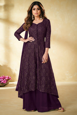 Wine Purple Palazzo Suit