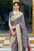 Pashmina Saree Dark Blue Pashmina Saree saree online