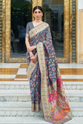 Pashmina Saree Dark Blue Pashmina Saree saree online