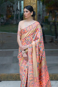 Pashmina Saree Pink Beige Pashmina Saree saree online