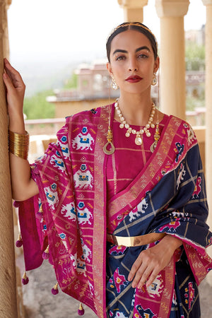 blue patola saree