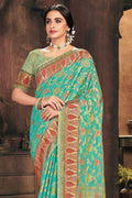 Patola Saree Aqua Blue Patola Saree saree online