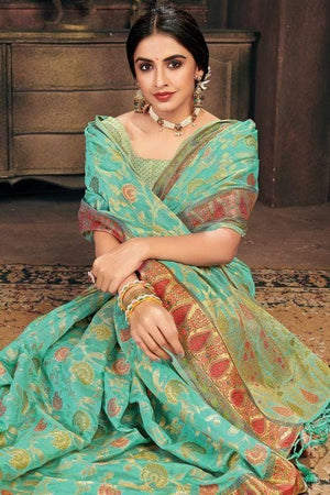 Aqua Blue Patola Saree