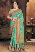 Patola Saree Aqua Blue Patola Saree saree online