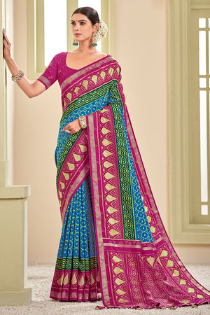 Azure Blue Patola Saree