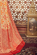 Beautiful cream and red  patola saree - Buy online on Karagiri - Free shipping to USA
