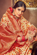 Beautiful cream and red  patola saree - Buy online on Karagiri - Free shipping to USA