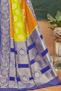 Beautiful lime green and gold yellow patola saree - Buy online on Karagiri - Free shipping to USA