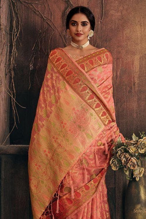 Blush Red Patola Saree
