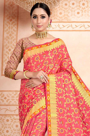 Brick Pink Patola Saree
