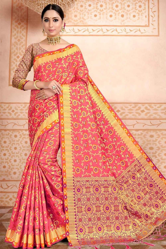 Brick Pink Patola Saree
