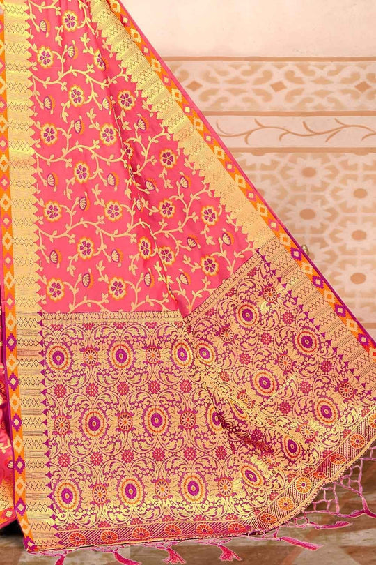 Brick Pink Patola Saree