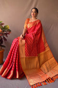red silk saree