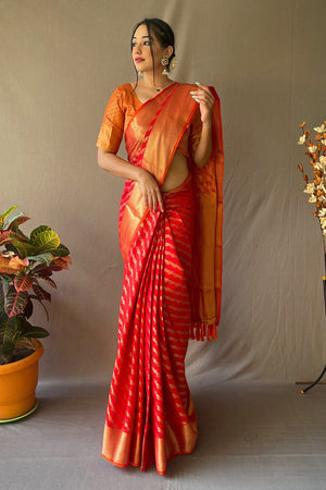 Candy Apple Red Patola Saree
