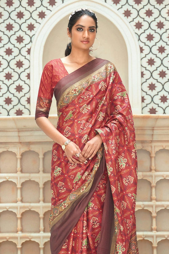 Patola Saree Carnelian Red Patola Saree saree online