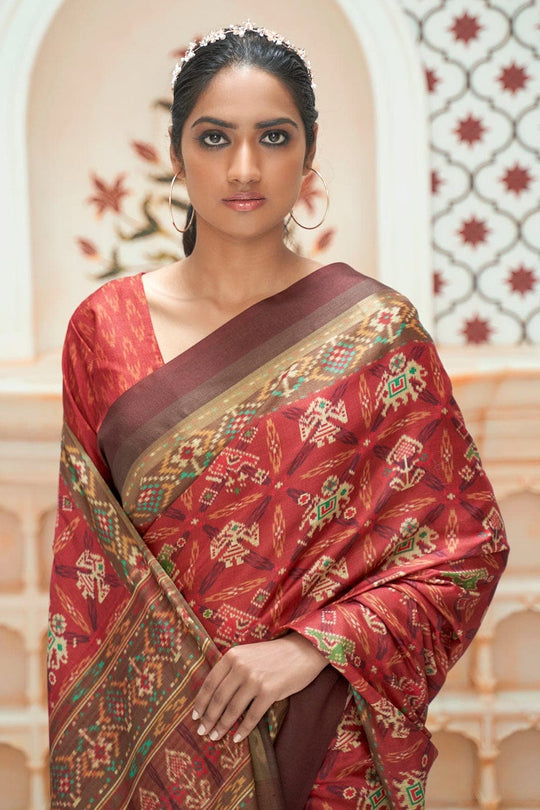 Patola Saree Carnelian Red Patola Saree saree online