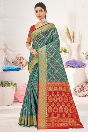 Carolina Blue Patola Saree