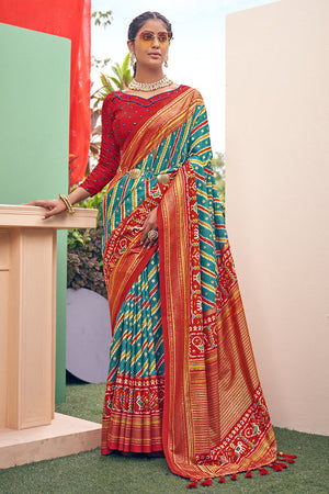 Cerulean Blue Patola Saree