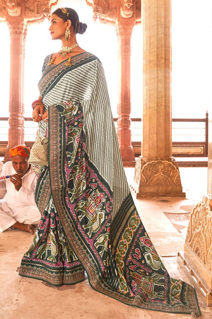 Charcoal Grey Patola Saree