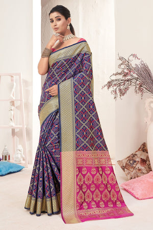 Cobalt Blue Patola Saree