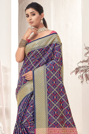 blue patola saree