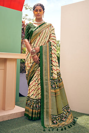 Cream Patola Saree