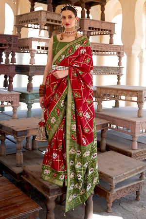 Crimson Red Patola Saree