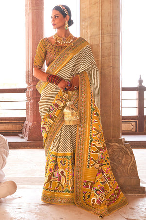 Dandelion Yellow Patola Saree