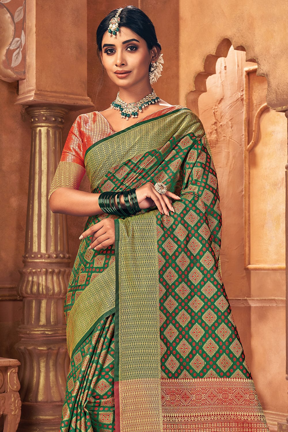 Saree Marathi Look in Paithani Green Saree| paithani maharashtrian saree