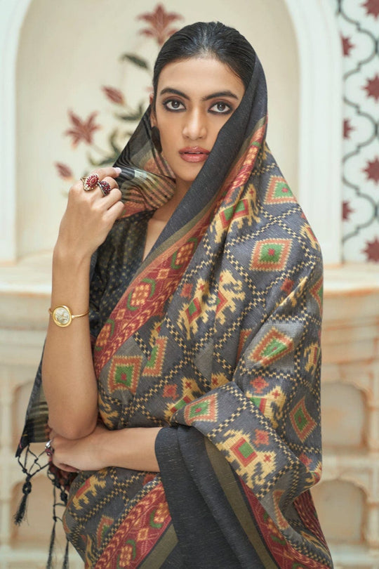 Patola Saree Dark Grey Patola Saree saree online