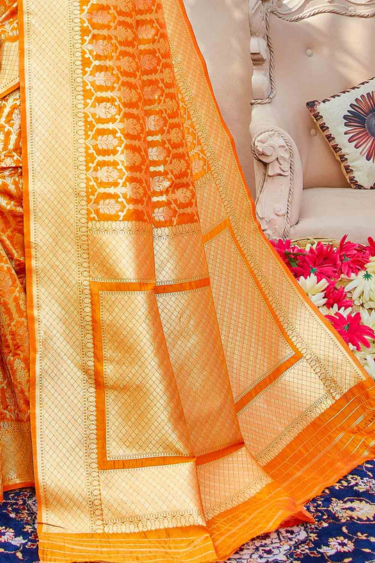 Patola Saree Fire Orange Zari Woven Patola Saree saree online
