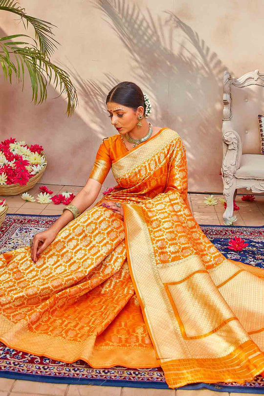 Patola Saree Fire Orange Zari Woven Patola Saree saree online